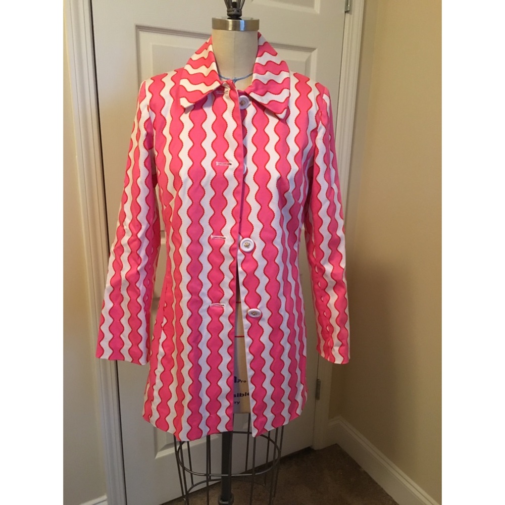 Scalloped stripe cotton jacket